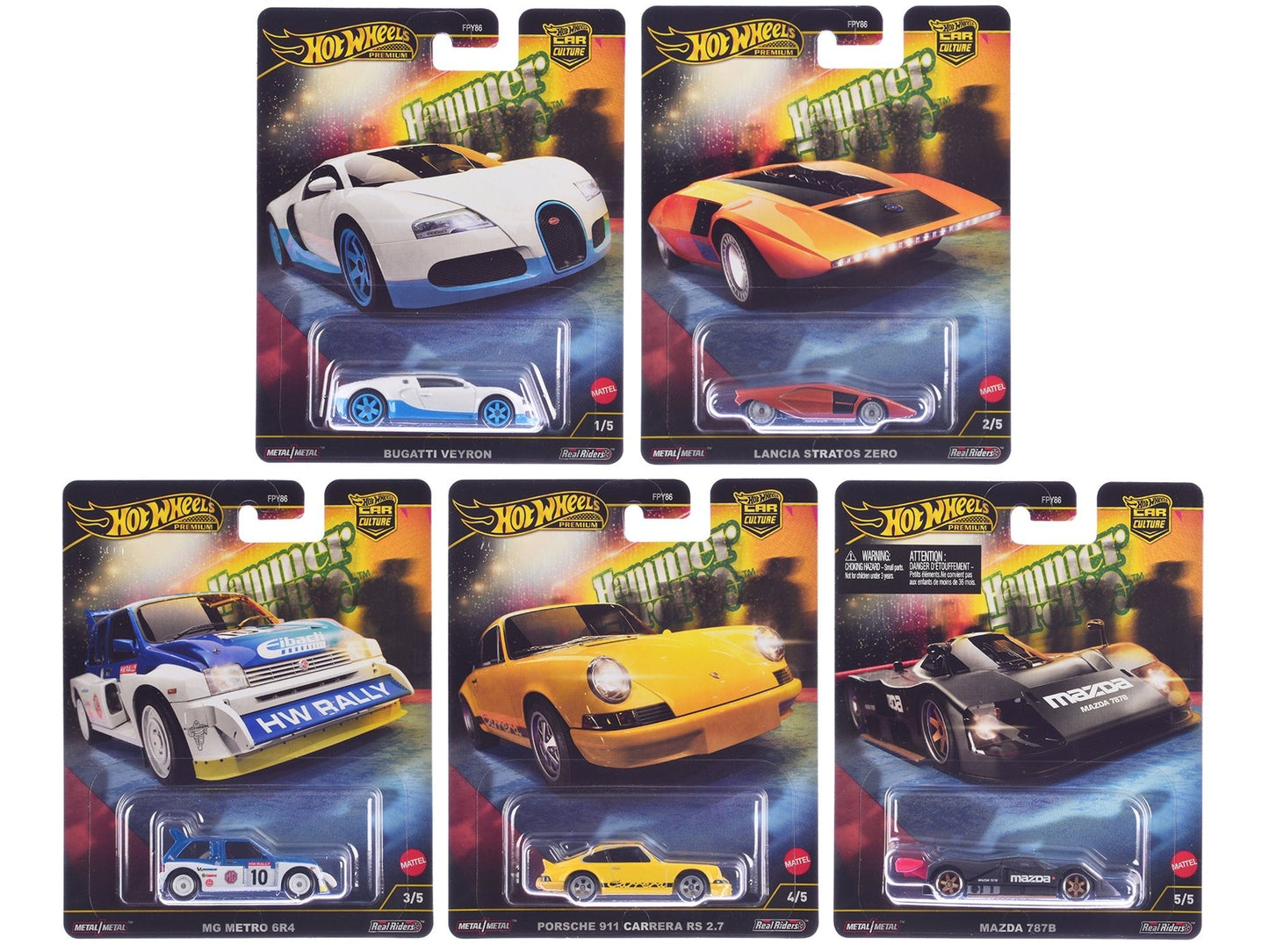 "Hammer Drop" 5 piece Set "Car Culture" 2024 Series F Diecast Model Cars by Hot Wheels  free shipping USA
