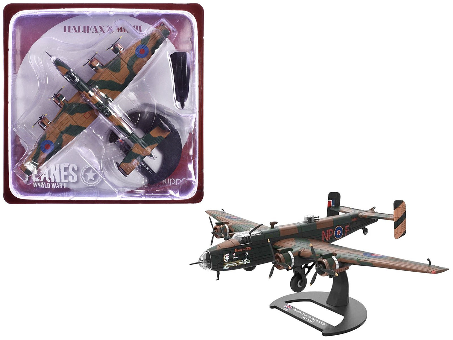 Handley Page Halifax B.MK III Bomber Aircraft "No. 158 Squadron RAF Lissett Yorkshire" Royal Air Force (1944) "Planes of World War II" Series 1/144 Diecast Model Airplane by Luppa  free shipping USA