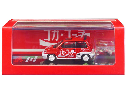 Honda City Turbo II RHD (Right Hand Drive) Red and White "Coca-Cola" with Honda Motocompo Scooter 1/64 Diecast Model Car by Inno Models  free shipping USA