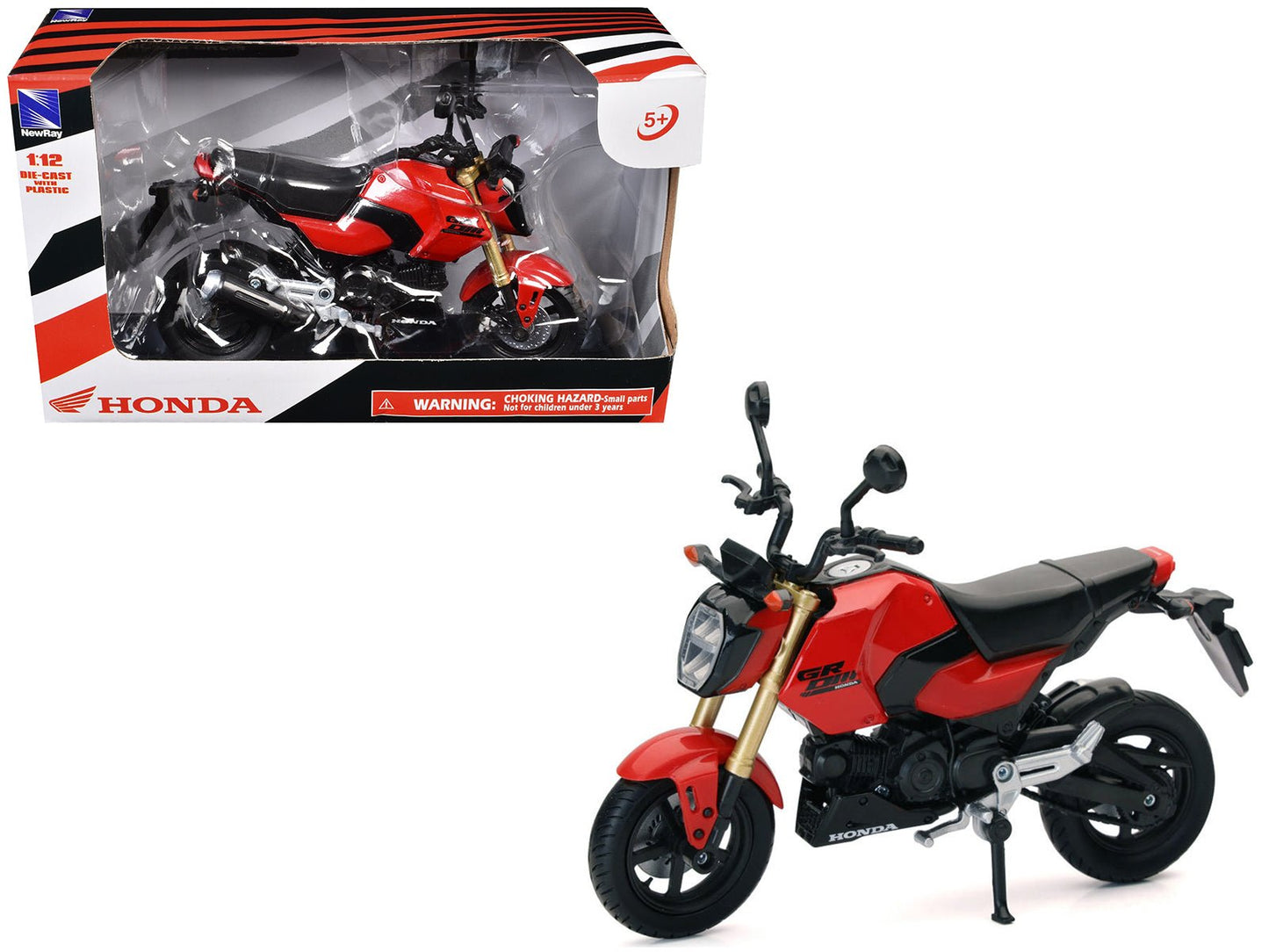 Honda GROM Motorcycle Red 1/12 Diecast Model by New Ray  free shipping USA