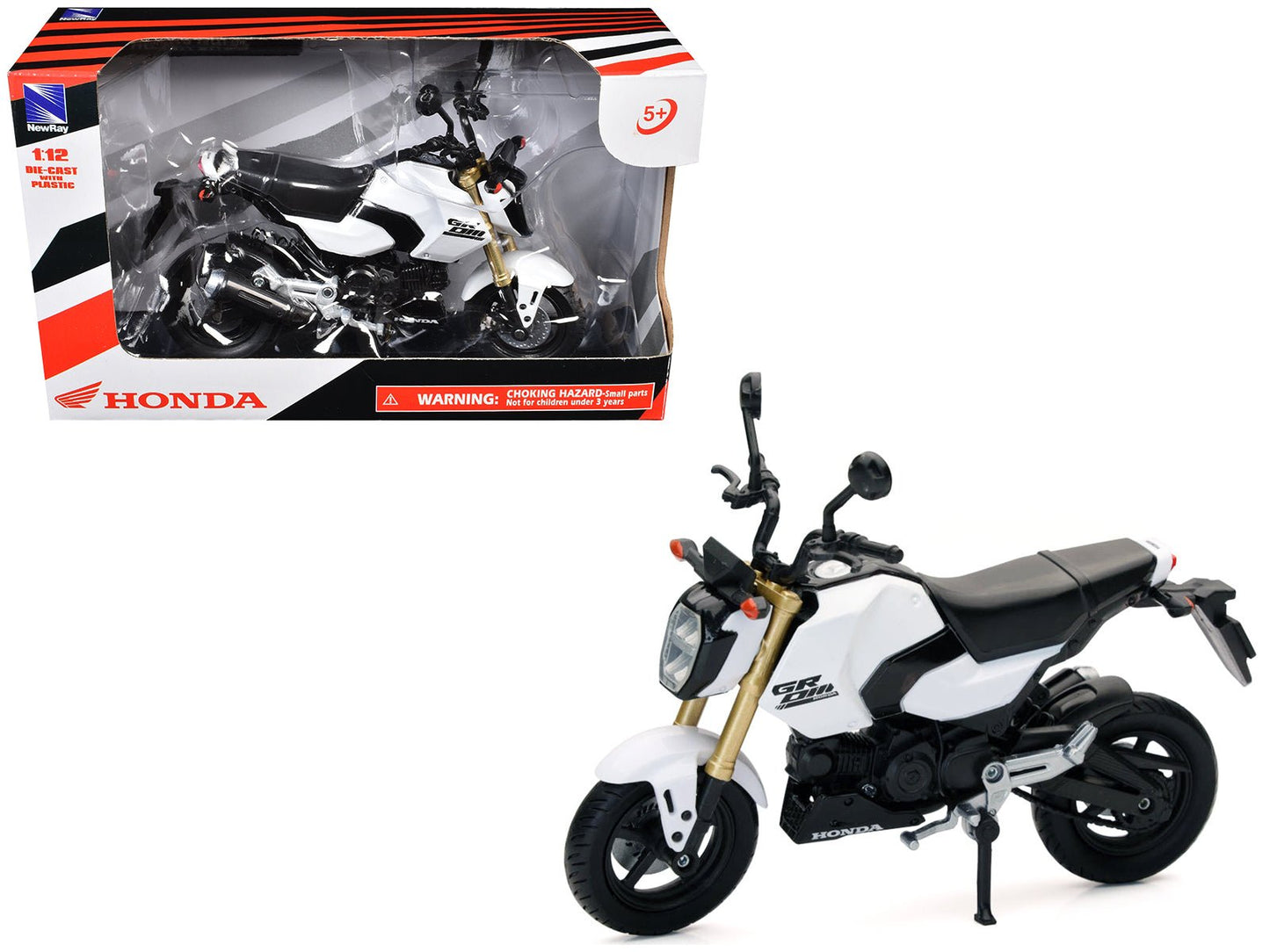 Honda GROM Motorcycle White 1/12 Diecast Model by New Ray  free shipping USA