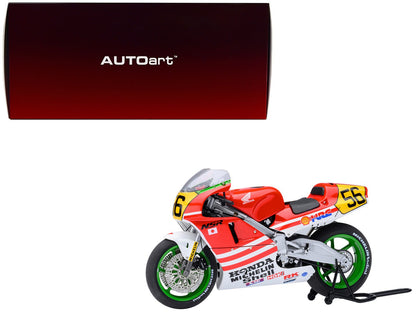 Honda NSR500 WGP500 Motorcycle #56 Red and White with Helmet "Baribari Legend" (1986) OVA 1/12 Model by Autoart  free shipping USA