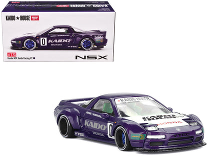 Honda NSX "Kaido Racing V2" #0 Purple with White Hood and Graphics (Designed by Jun Imai) "Kaido House" Special 1/64 Diecast Model Car by Mini GT  free shipping USA