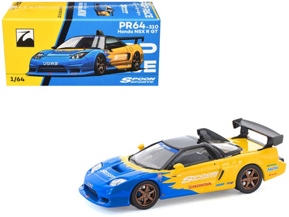 Honda NSX-R GT RHD (Right Hand Drive) "Spoon Sports" Blue and Yellow with Black Top 1/64 Diecast Model Car by Pop Race  free shipping USA