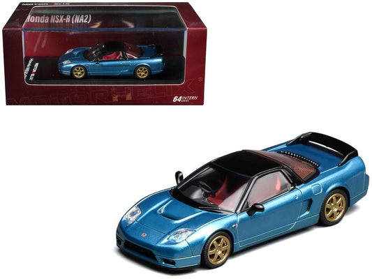 Honda NSX-R (NA2) RHD (Right Hand Drive) Ice Blue Metallic with Black Top and Red Interior "Intern 64" Series 1/64 Diecast Model Car by MotorHelix  free shipping USA