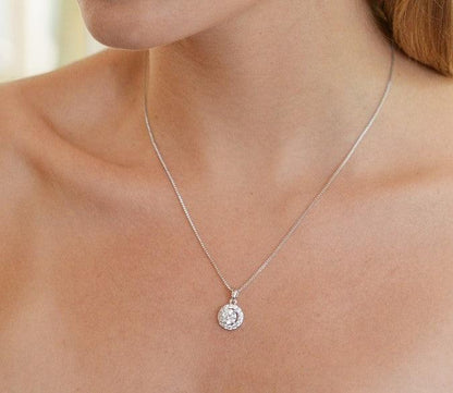 Round Halo Crystal Pendant Necklace by Hollywood Sensation®