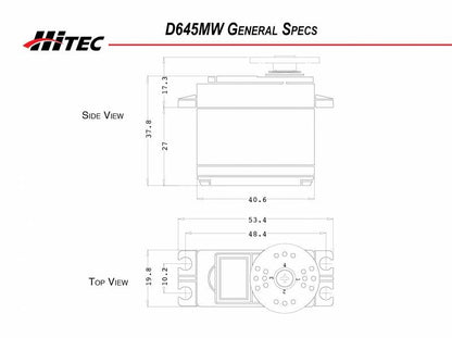 Hitec D-645MW 32-Bit High Torque Metal Gear Servo .17sec/180oz @ 7.4v D645MW