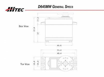 Hitec D-645MW 32-Bit High Torque Metal Gear Servo .17sec/180oz @ 7.4v D645MW