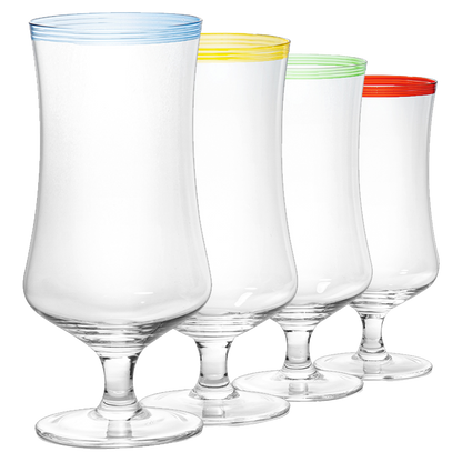 Hurricane Glasses, Large 17oz Pina Colada, Set of 4 Tropical Cocktail Tall Stemmed Crystal Glassware, Poco Grande Cups, Tulip Shaped for Bar Drinks, Daiquiri, Juice, Bloody Mary, Mai Tai, Cocktails by The Wine Savant