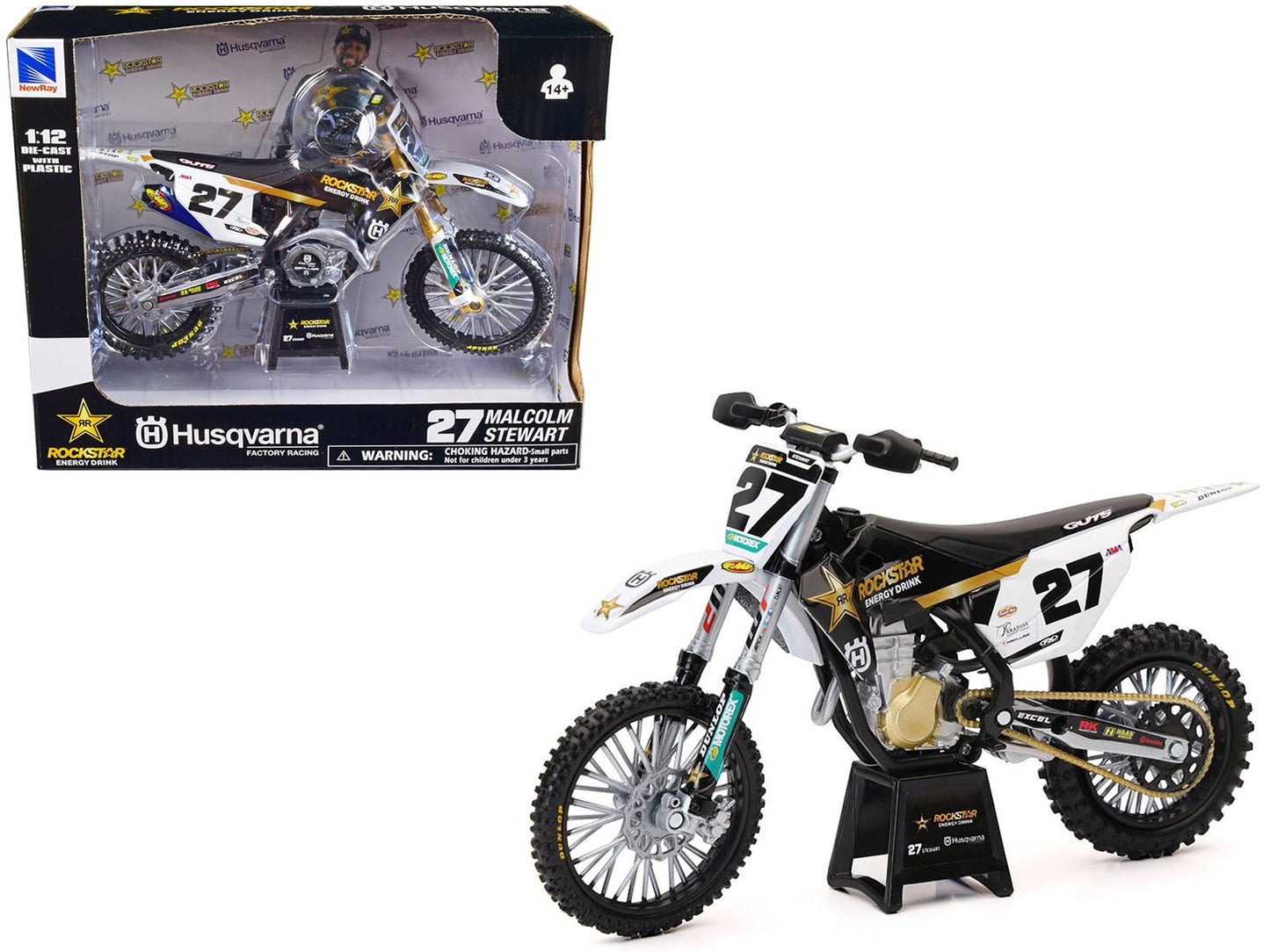 Husqvarna FC450 Motorcycle #27 Malcolm Stewart "Rockstar Energy Drink" 1/12 Diecast Model by New Ray  free shipping USA