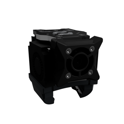 Black mechanical component on a white background