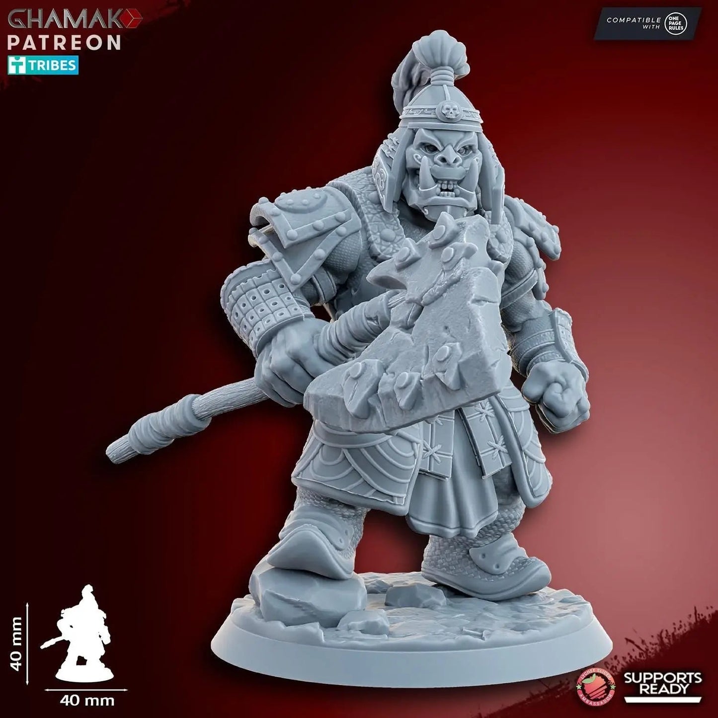 Grey Waste Orc by Ghamak Fantasy 28/32mm Scale Miniature, 40mm tall, 10 Units