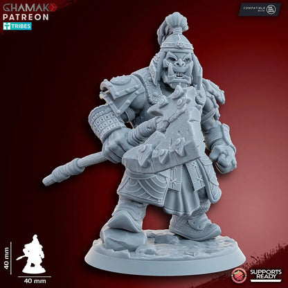 Grey Waste Orc by Ghamak Fantasy 28/32mm Scale Miniature, 40mm tall, 10 Units