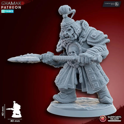 Grey Waste Orc by Ghamak Fantasy 28/32mm Scale Miniature, 40mm tall, 10 Units
