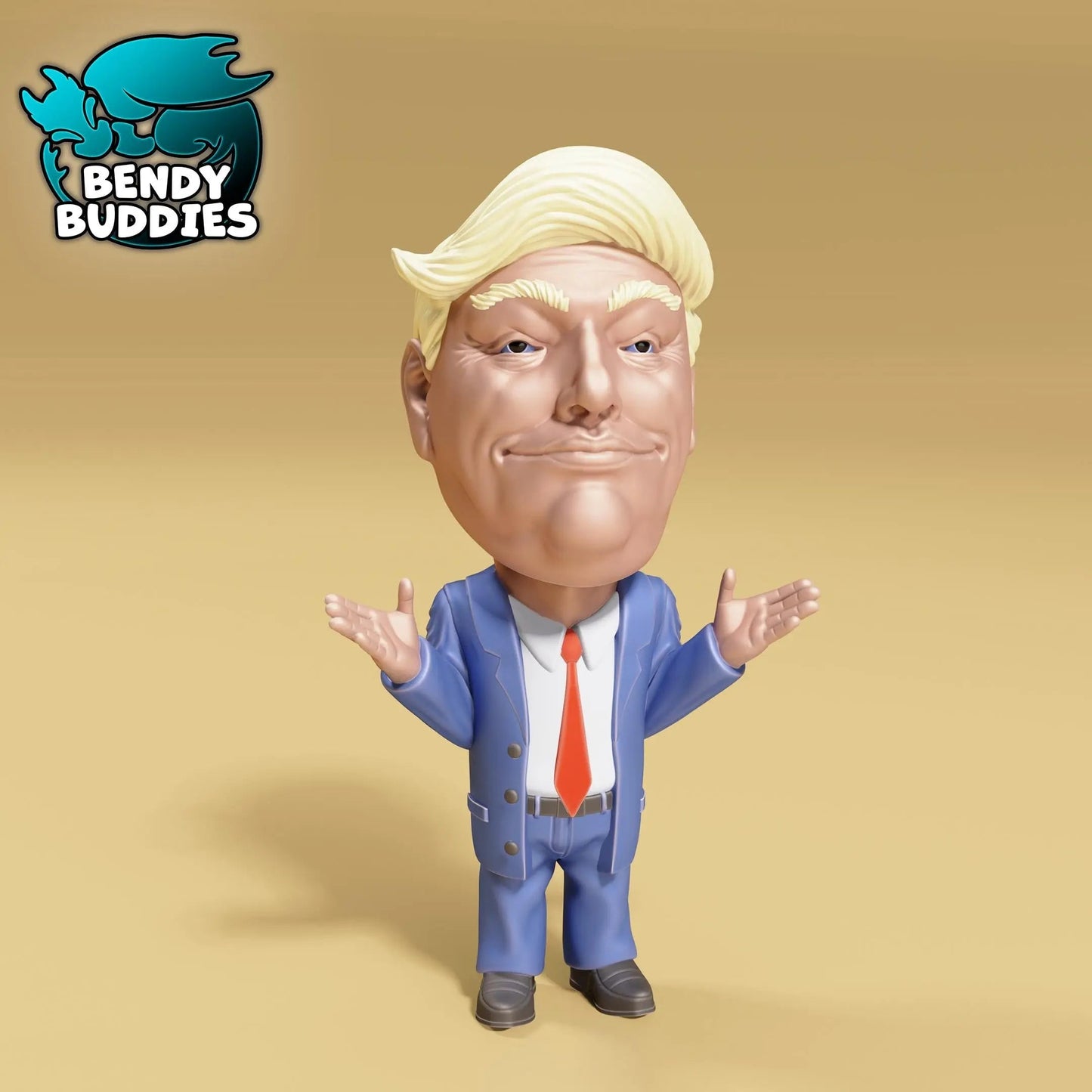 President Donald J. Trump "Bobble Head", by BendyBuddies 3D Printed, 4 Color PLA, Charicture Model, Statue