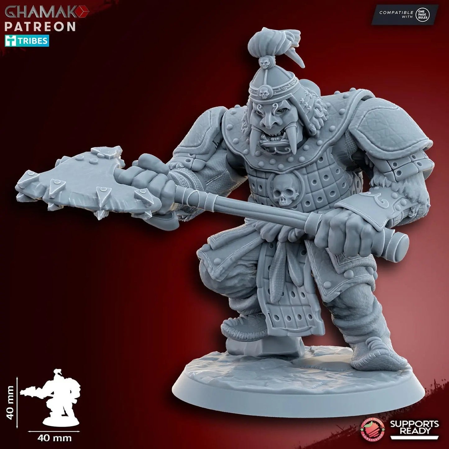 Grey Waste Orc by Ghamak Fantasy 28/32mm Scale Miniature, 40mm tall, 10 Units