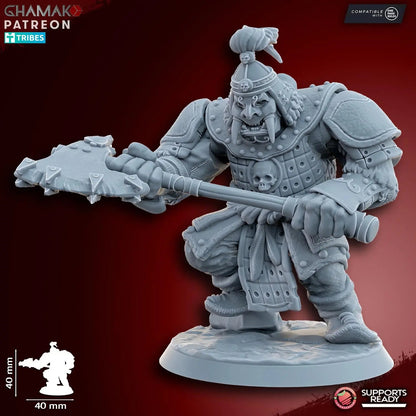 Grey Waste Orc by Ghamak Fantasy 28/32mm Scale Miniature, 40mm tall, 10 Units