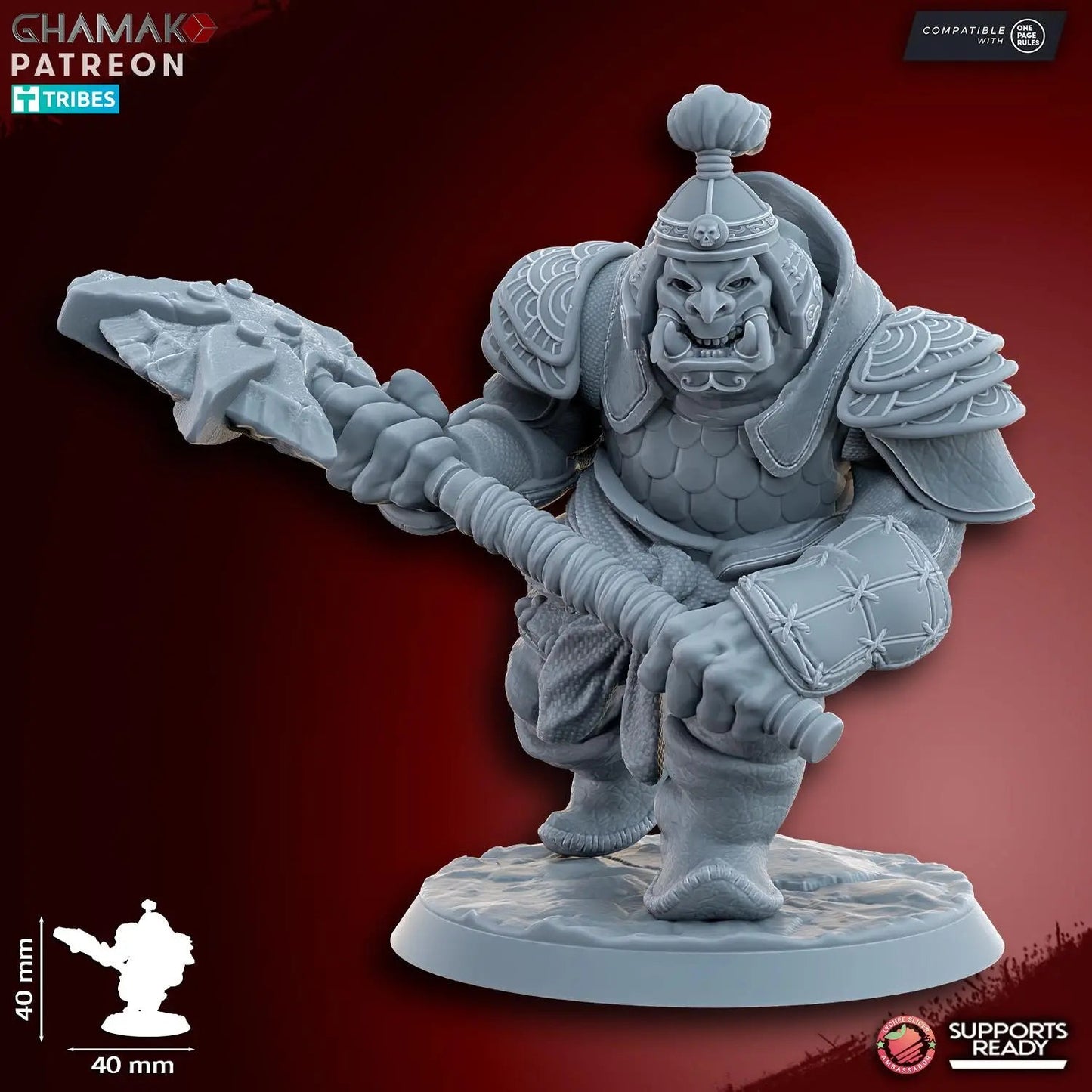 Grey Waste Orc by Ghamak Fantasy 28/32mm Scale Miniature, 40mm tall, 10 Units