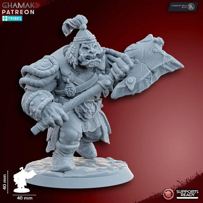 Grey Waste Orc by Ghamak Fantasy 28/32mm Scale Miniature, 40mm tall, 10 Units