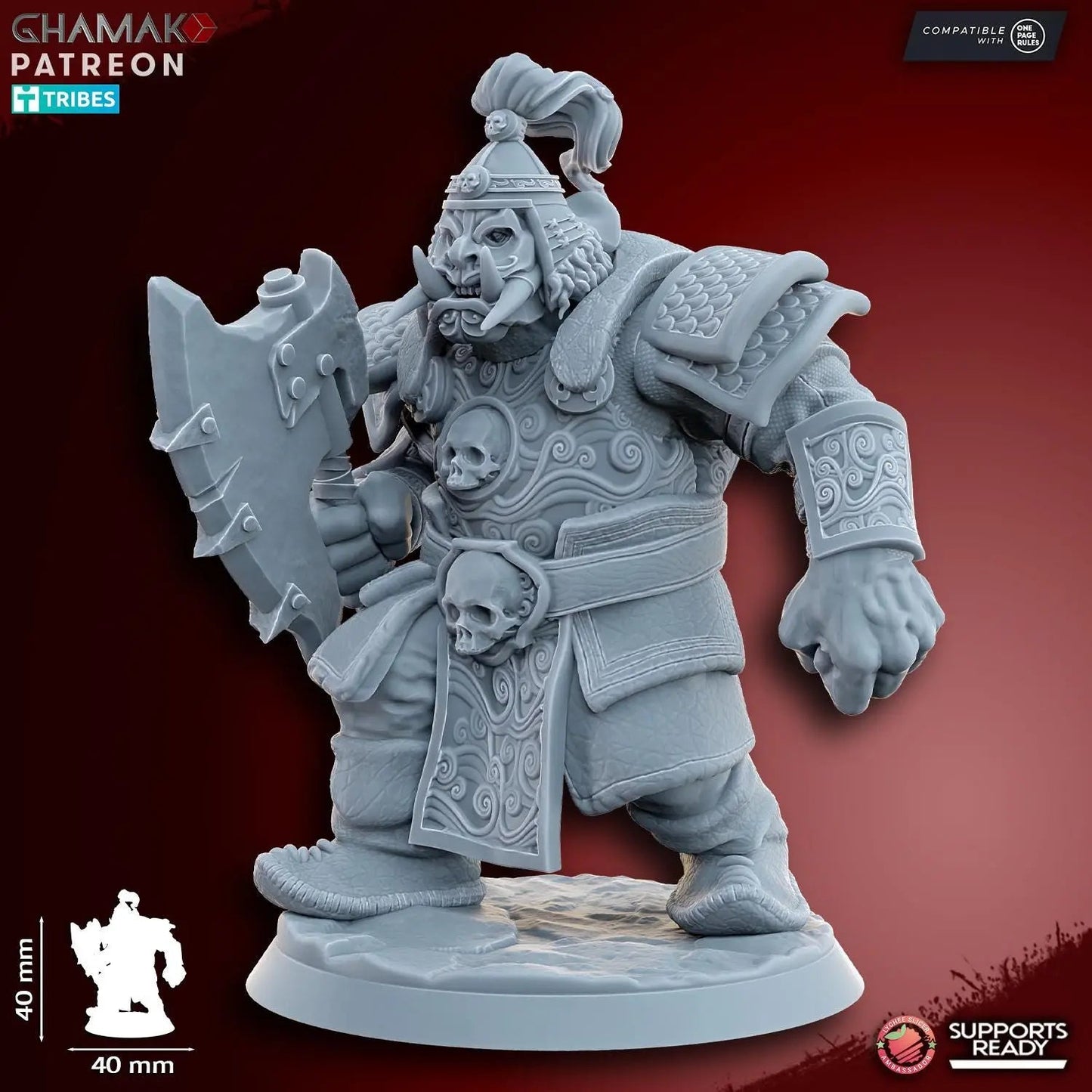 Grey Waste Orc by Ghamak Fantasy 28/32mm Scale Miniature, 40mm tall, 10 Units