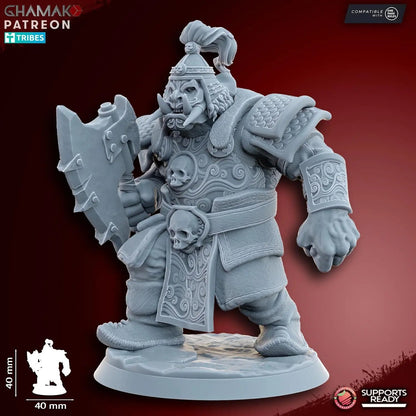 Grey Waste Orc by Ghamak Fantasy 28/32mm Scale Miniature, 40mm tall, 10 Units