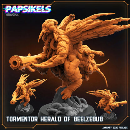 TORMENTOR HERALD Of BEELZEBUB by Papsikels Miniature, 100m tall Miniature, 32mm Scale, War Gaming, Proxy for Trench Crusade