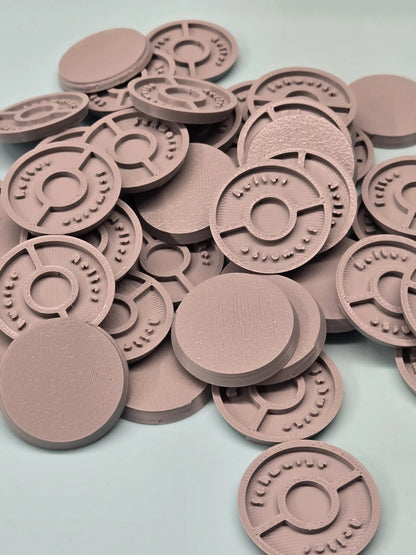 32mm Magnetic Round Bases for Miniatures, STL Printed Bases, Mini Bases, Magnetic, PLA Bases, 2mm bracing