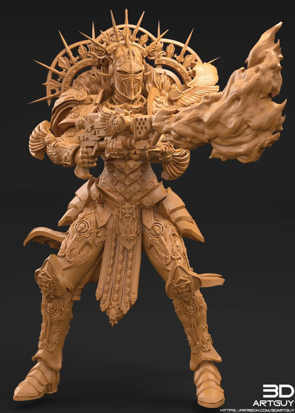 Angry Paladin by 3DArtGuy 28/32mm scale, 50mm or 100mm, Miniature War Gaming Figure