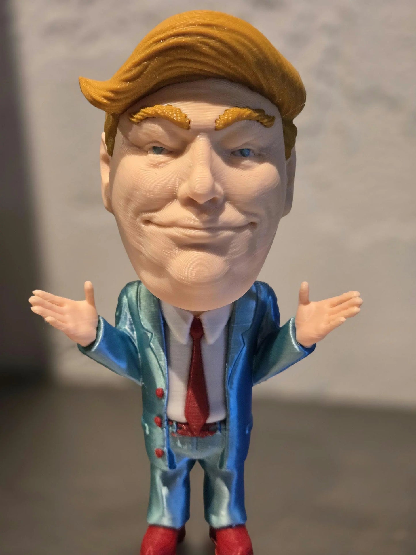 President Donald J. Trump "Bobble Head", by BendyBuddies 3D Printed, 4 Color PLA, Charicture Model, Statue