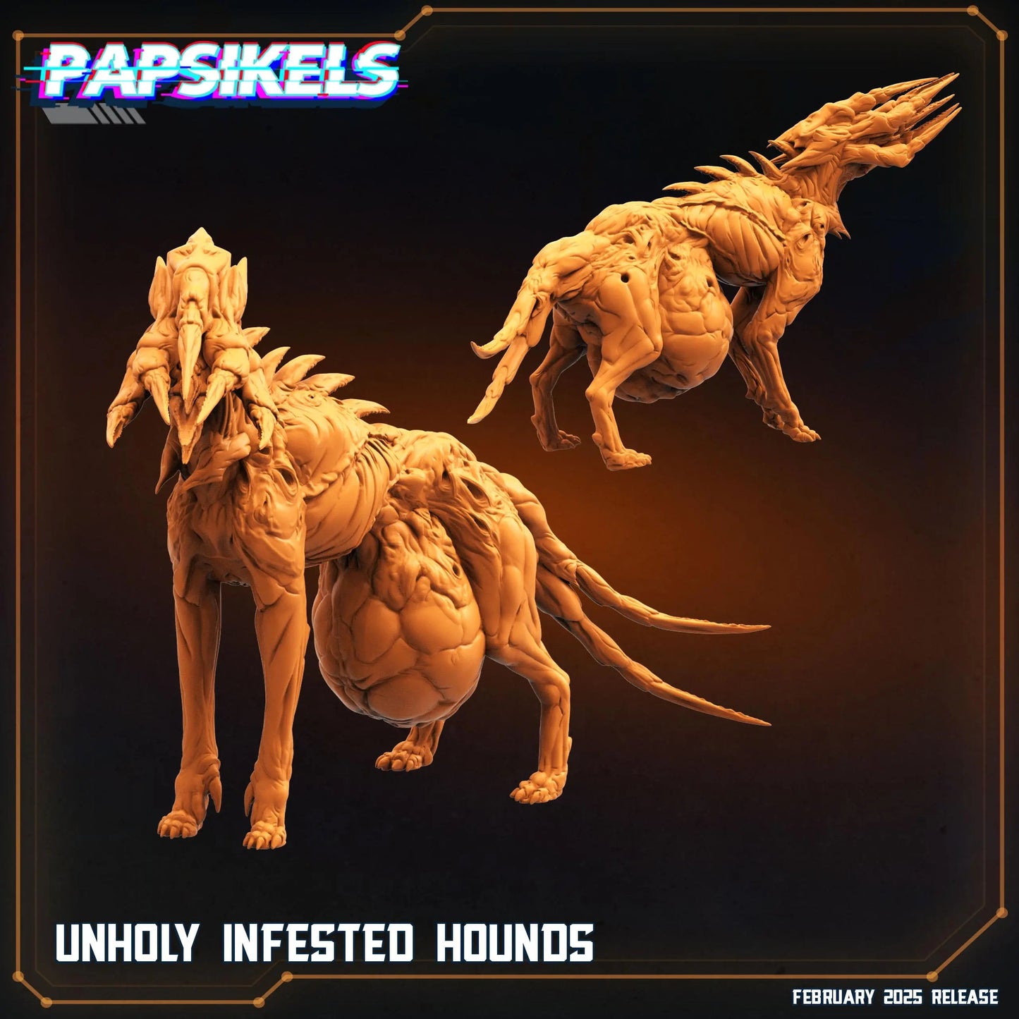 Unholy Infested Hounds by Papsikels Miniature, Double Miniature, 32mm Scale, War Gaming, Proxy for Trench Crusade