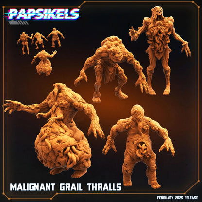 Malignant Grail Thralls by Papsikels Miniature, 4 Figures, 32mm Scale, War Gaming, Proxy for Trench Crusade, Warhammer, Nurgle
