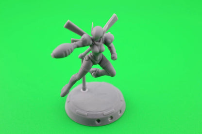CYBERBABE CHAYUN by Papsikels 32mm scale miniature, Includes base and stand, For any sci-fi or OPR table top games