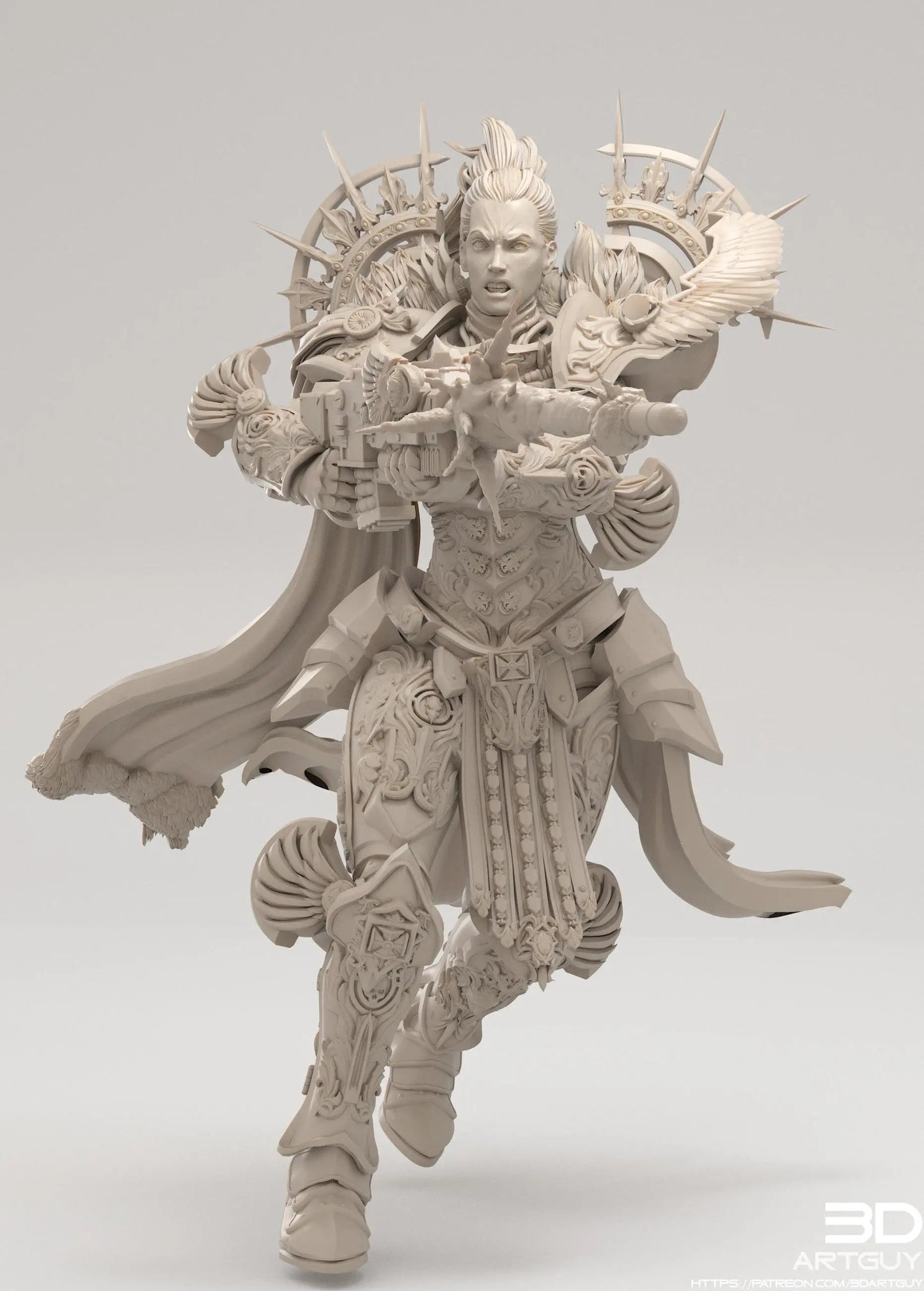 Angry Paladin by 3DArtGuy 28/32mm scale, 50mm or 100mm, Miniature War Gaming Figure