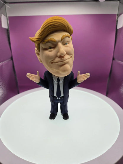 President Donald J. Trump "Bobble Head", by BendyBuddies 3D Printed, 4 Color PLA, Charicture Model, Statue