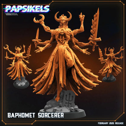 Baphomet Sorcerer by Papsikels Miniature, 80mm Miniature, 32mm Scale, War Gaming, Proxy for Trench Crusade, Table top gaming