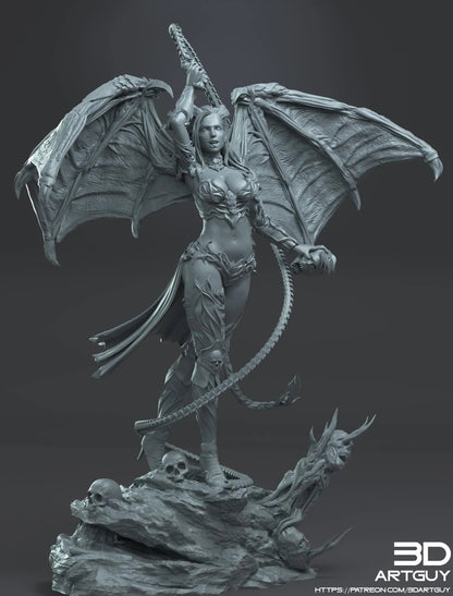 Succubus by 3DArtGuy 32mm scale, 100mm, Miniature War Gaming Figure, Fantasy, Monster, DnD