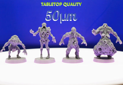 Malignant Grail Thralls by Papsikels Miniature, 4 Figures, 32mm Scale, War Gaming, Proxy for Trench Crusade, Warhammer, Nurgle