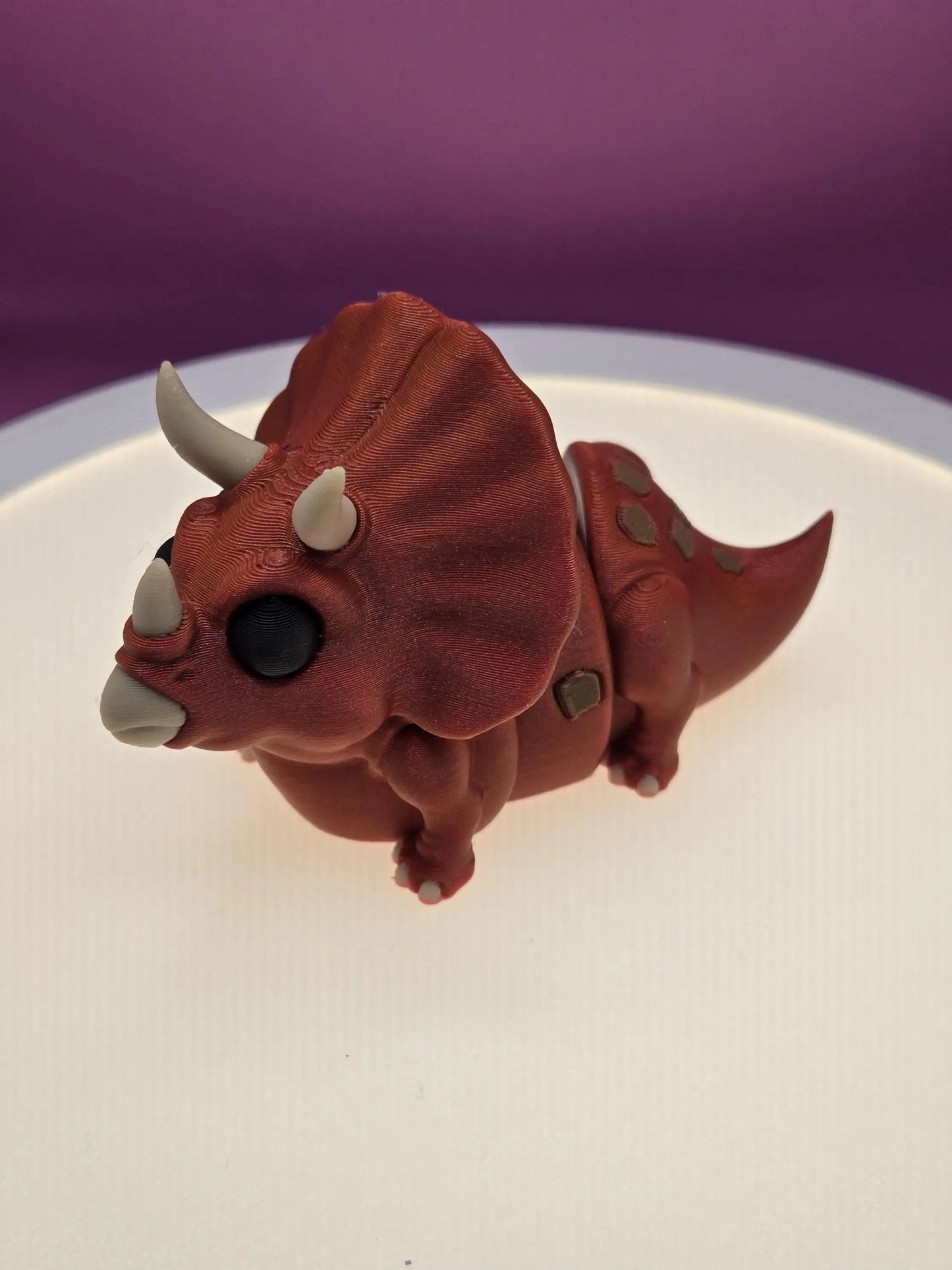 Topsy Triceratops, by BendyBuddies 3D Printed, 4 Color PLA, articulated triceratops, fidget, toy