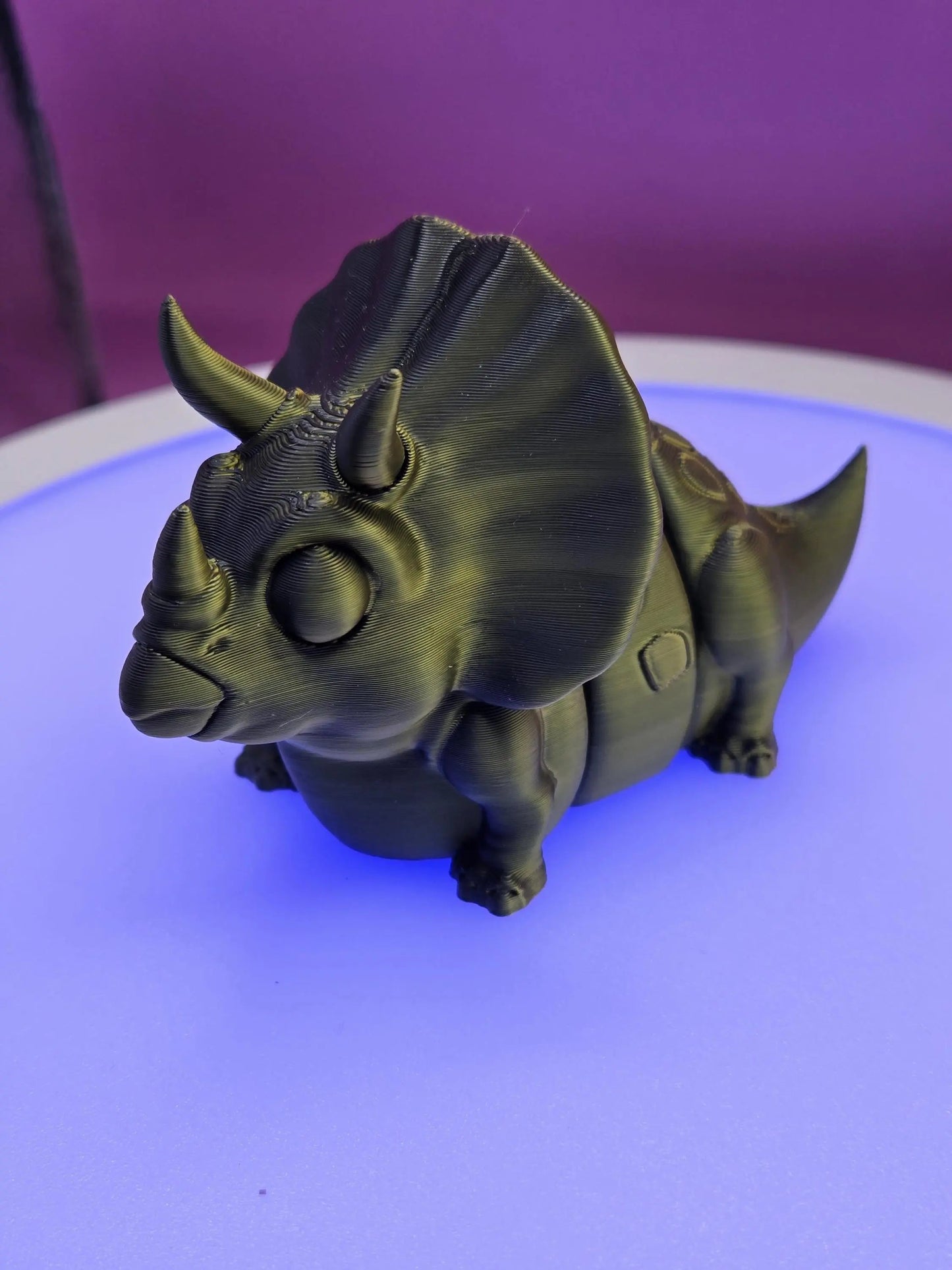 Topsy Triceratops, by BendyBuddies 3D Printed, 4 Color PLA, articulated triceratops, fidget, toy