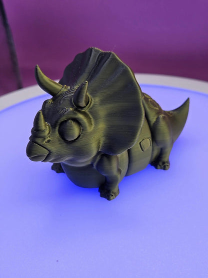 Topsy Triceratops, by BendyBuddies 3D Printed, 4 Color PLA, articulated triceratops, fidget, toy