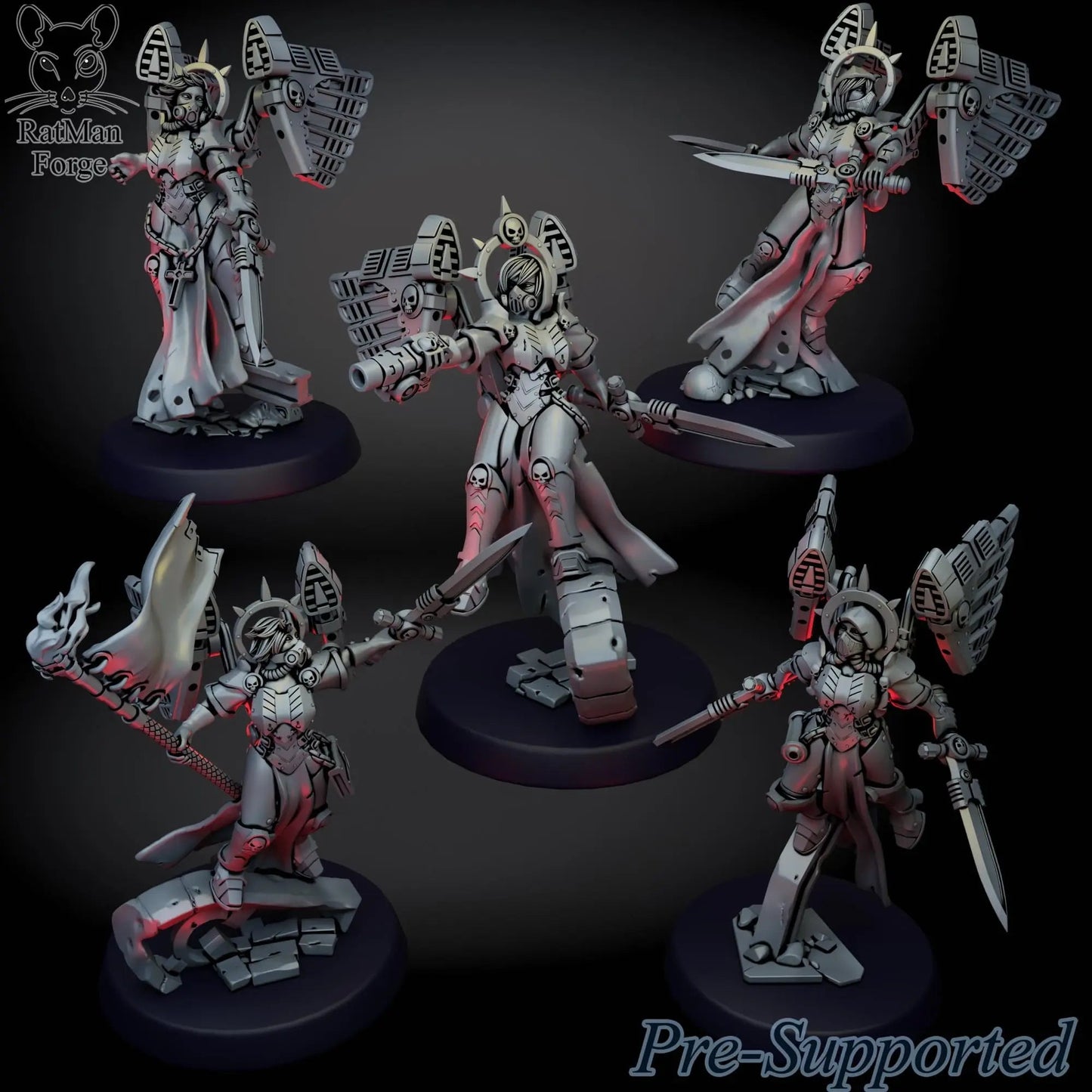 Angles of Death by Ratman Forge 32mm scale miniature, Includes base and stand, For any sci-fi, Grim Dark or OPR table top games