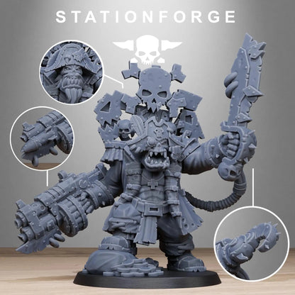 Orkaz Pirate by Station Forge 28/32mm Heroic Scale Miniature, 50mm tall, Proxy, Grimdark, Sci-Fi, OPR, Ork, Orc