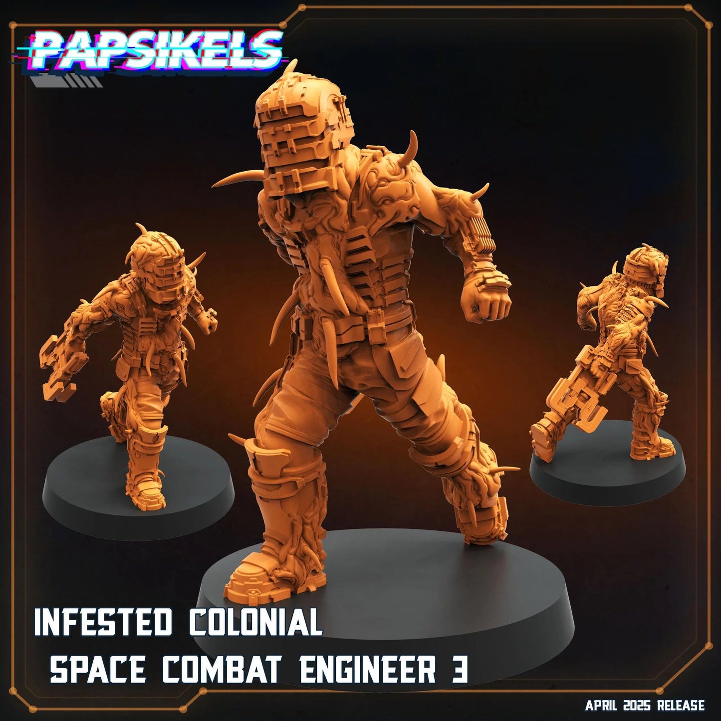 Infested Colonial Space Engineers by Papsikels Miniature, 32mm Heroic Scale, War Gaming, Proxy for Dead Space, Aliens vs Humans, Sci-fi