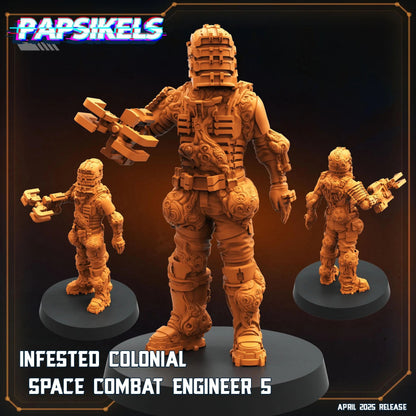 Infested Colonial Space Engineers by Papsikels Miniature, 32mm Heroic Scale, War Gaming, Proxy for Dead Space, Aliens vs Humans, Sci-fi