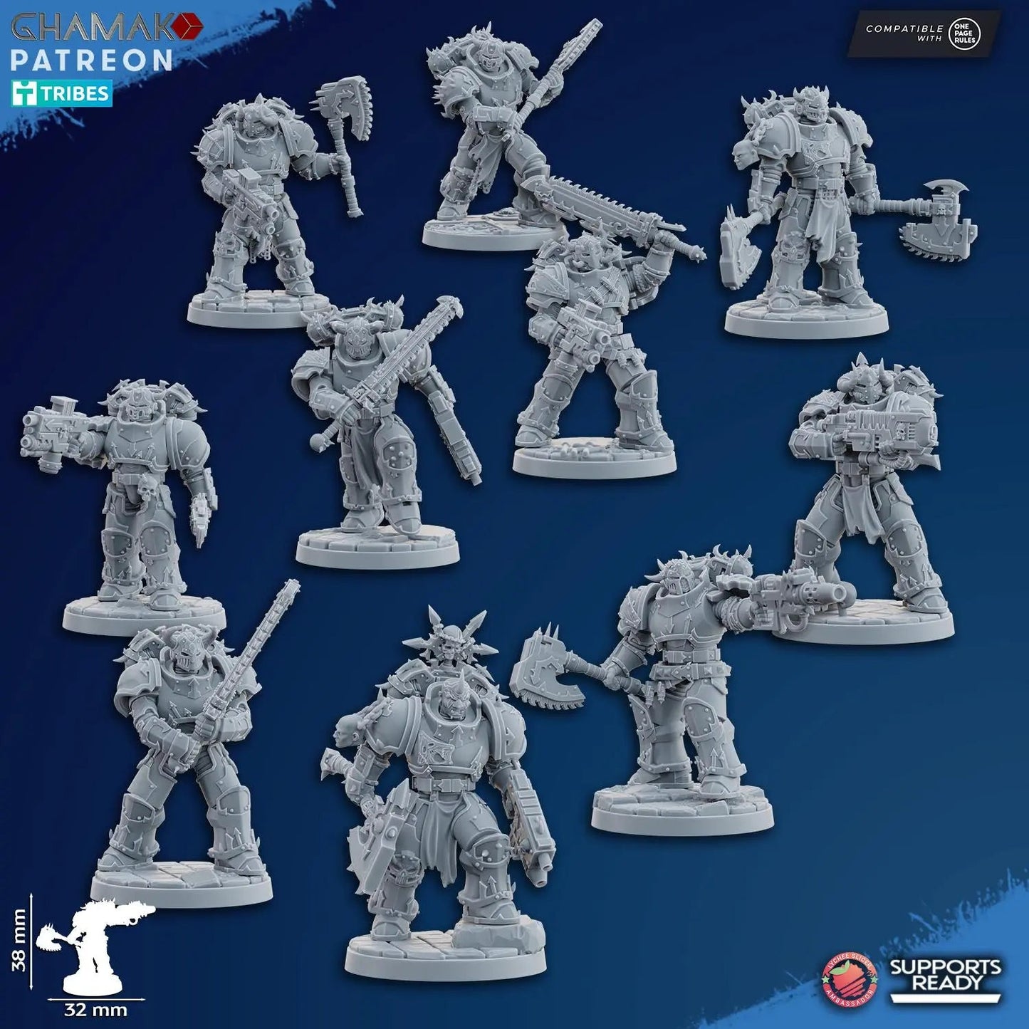Traitor Militum Melee by Ghamak Sci-fi 28mm Heroic Scale Miniature, 38mm tall, 6-10 Units, Proxy, Grimdark, Sci-Fi, One Page Rules Comp