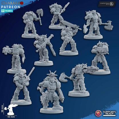 Traitor Militum Melee by Ghamak Sci-fi 28mm Heroic Scale Miniature, 38mm tall, 6-10 Units, Proxy, Grimdark, Sci-Fi, One Page Rules Comp