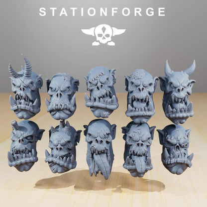 Orkaz Plague Spreadaz by Station Forge 28/32mm Heroic Scale Miniature, 38mm tall, 10 Units, Proxy, Grimdark, Sci-Fi, OPR, Orcs