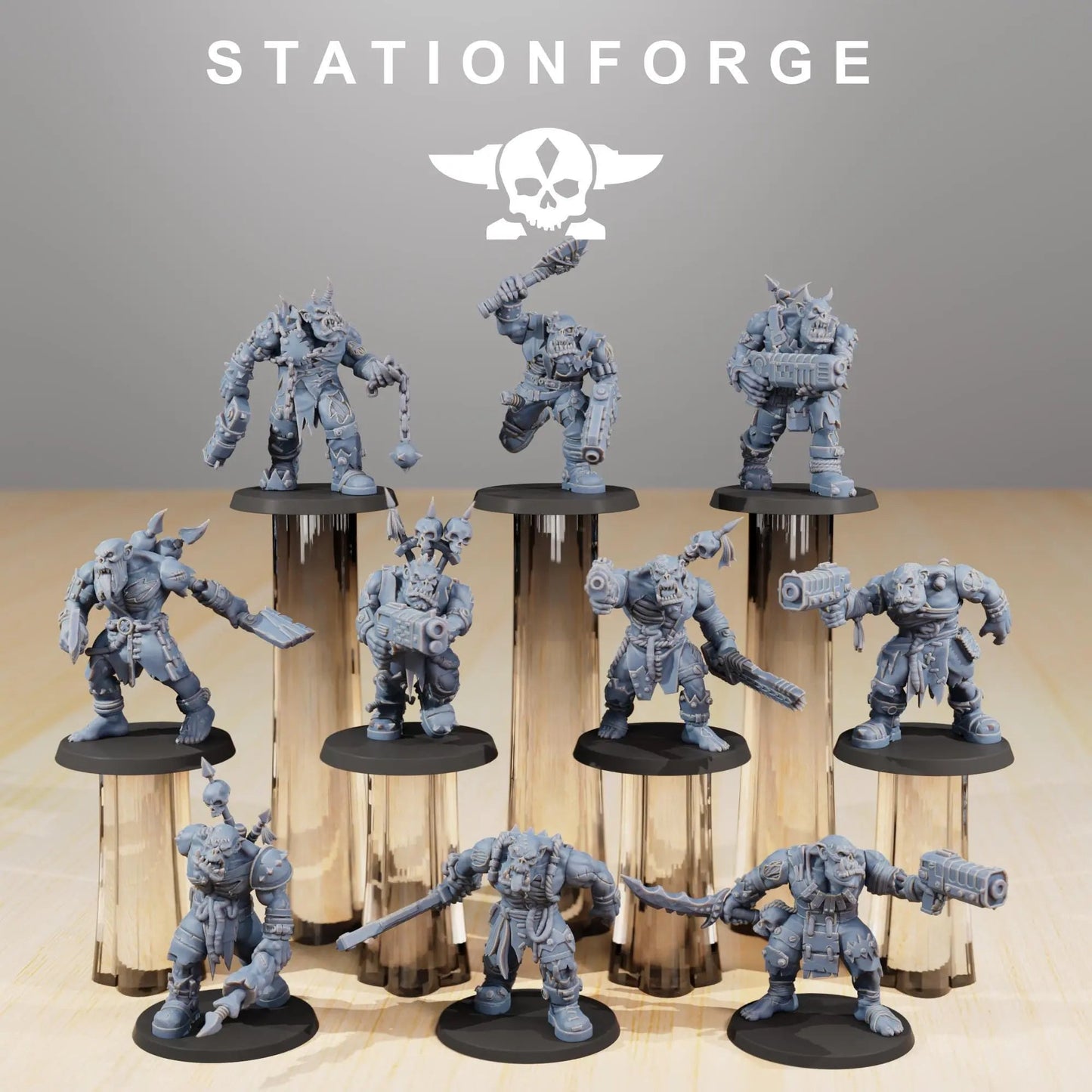 Orkaz Plague Spreadaz by Station Forge 28/32mm Heroic Scale Miniature, 38mm tall, 10 Units, Proxy, Grimdark, Sci-Fi, OPR, Orcs