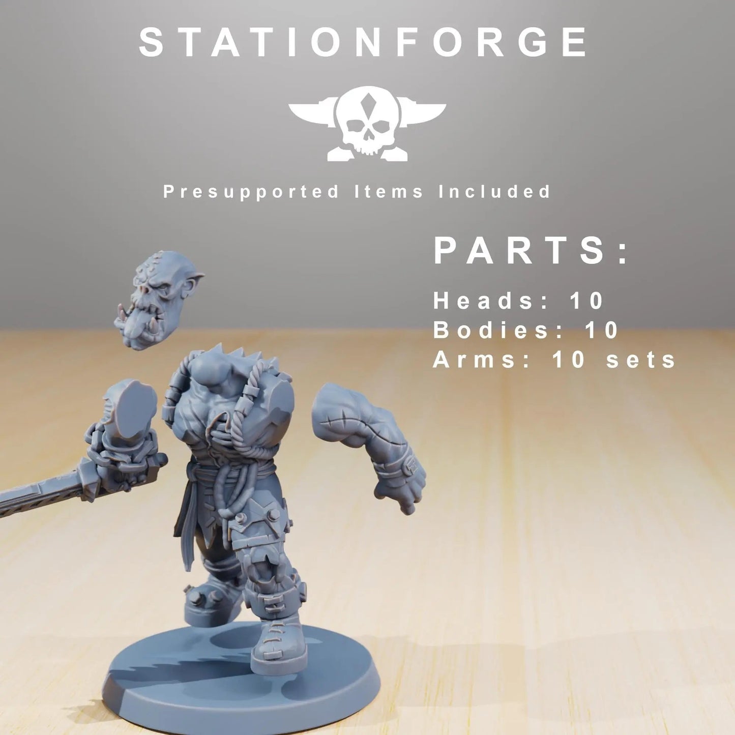 Orkaz Plague Spreadaz by Station Forge 28/32mm Heroic Scale Miniature, 38mm tall, 10 Units, Proxy, Grimdark, Sci-Fi, OPR, Orcs