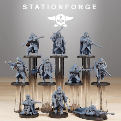 Grim Guard Marksman by Station Forge 28/32mm Heroic Scale Miniature, 32mm tall, 10 Units, Proxy, Grimdark, Sci-Fi, OPR, Guard
